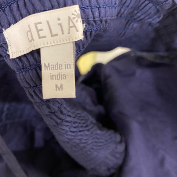 Navy Blue Lace Dress with White Bow Medium Casual Summer Dress Delia’s Macy’s - Picture 3 of 3